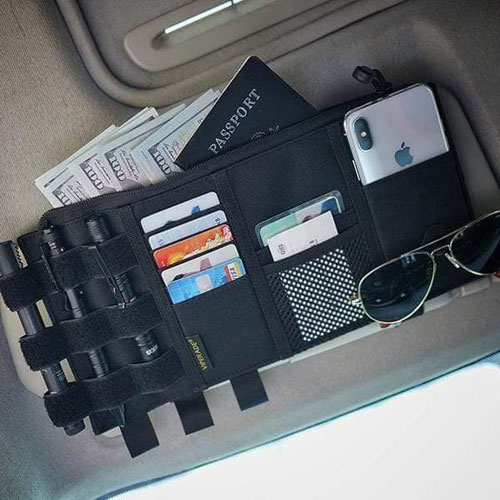 바이펄러드 자동차 썬바이저 거치 전술 파우치 블랙