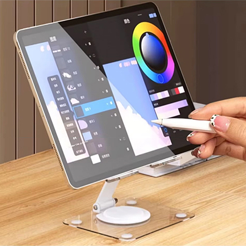 블루홀 투명 아크릴 360도 회전 접이식 태블릿거치대 아이패드11 휴대폰 테블릿 스탠드