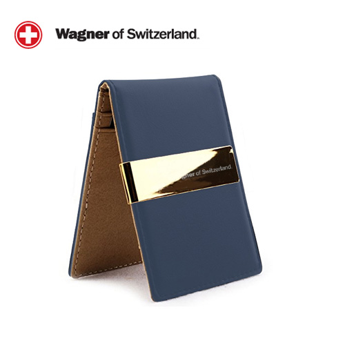 SwissWagner 천연소가죽 머니클립24k도금(네이비_선물포장출고)